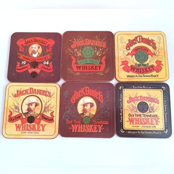 Jack Daniels set of 6 coasters cork bottom with the box - Picture 1 of 11